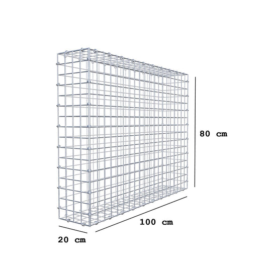 Gabion 100 cm x 80 cm x 20 cm (L x H x D), maskstorlek 5 x 5 cm, spiralring