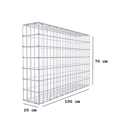 Gabião 100 cm x 70 cm x 20 cm (C x A x P), malhagem 5 x 10 cm, anel espiral
