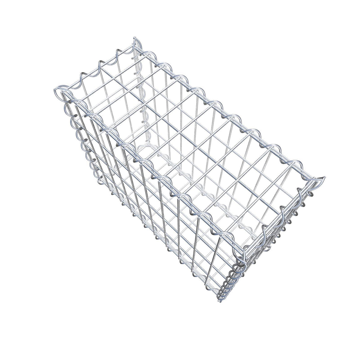 Gabião 50 cm x 40 cm x 20 cm (C x A x P), malhagem 5 cm x 10 cm, espiral