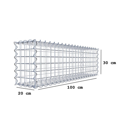 Gabione 100 cm x 30 cm x 20 cm (L x H x T), Maschenweite 5 cm x 5 cm, Spirale