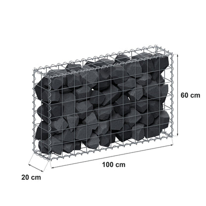 Gabião 100 cm x 60 cm x 20 cm (C x A x P), malhagem 10 cm x 10 cm, espiral