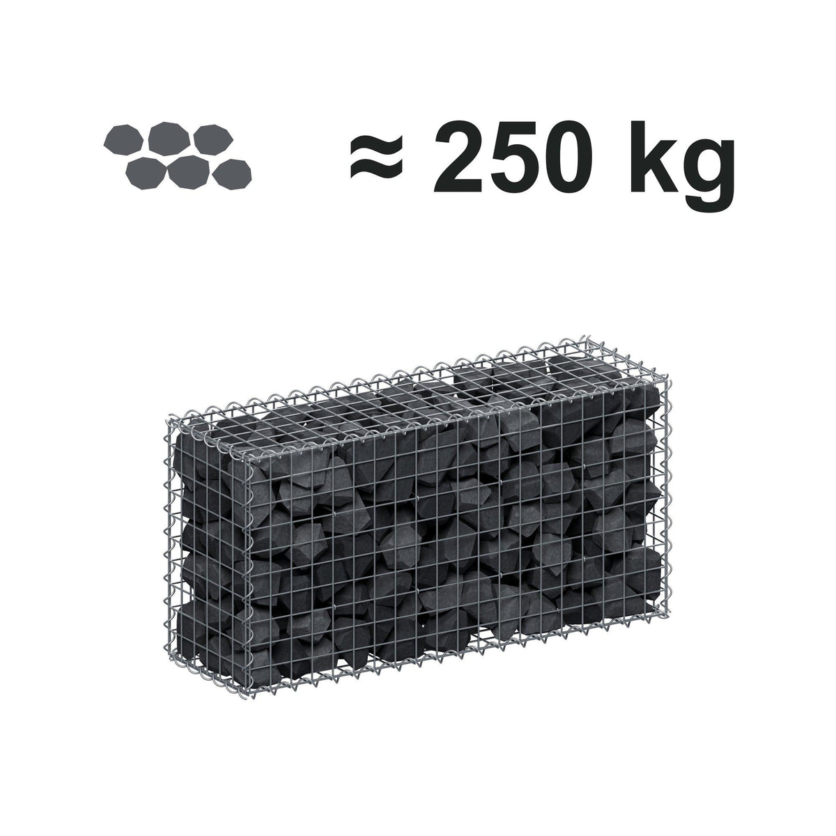 Gabione 100 cm x 50 cm x 30 cm (L x H x T), Maschenweite 5 cm x 5 cm, Spirale