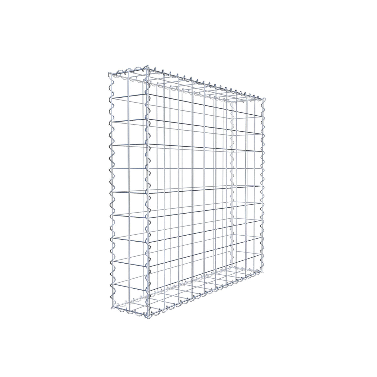 Gabião 100 cm x 100 cm x 20 cm (C x A x P), malhagem 10 cm x 10 cm, espiral