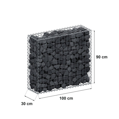 Gabion 100 cm x 90 cm x 30 cm (L x H x P), mailles 5 cm x 10 cm, spirale