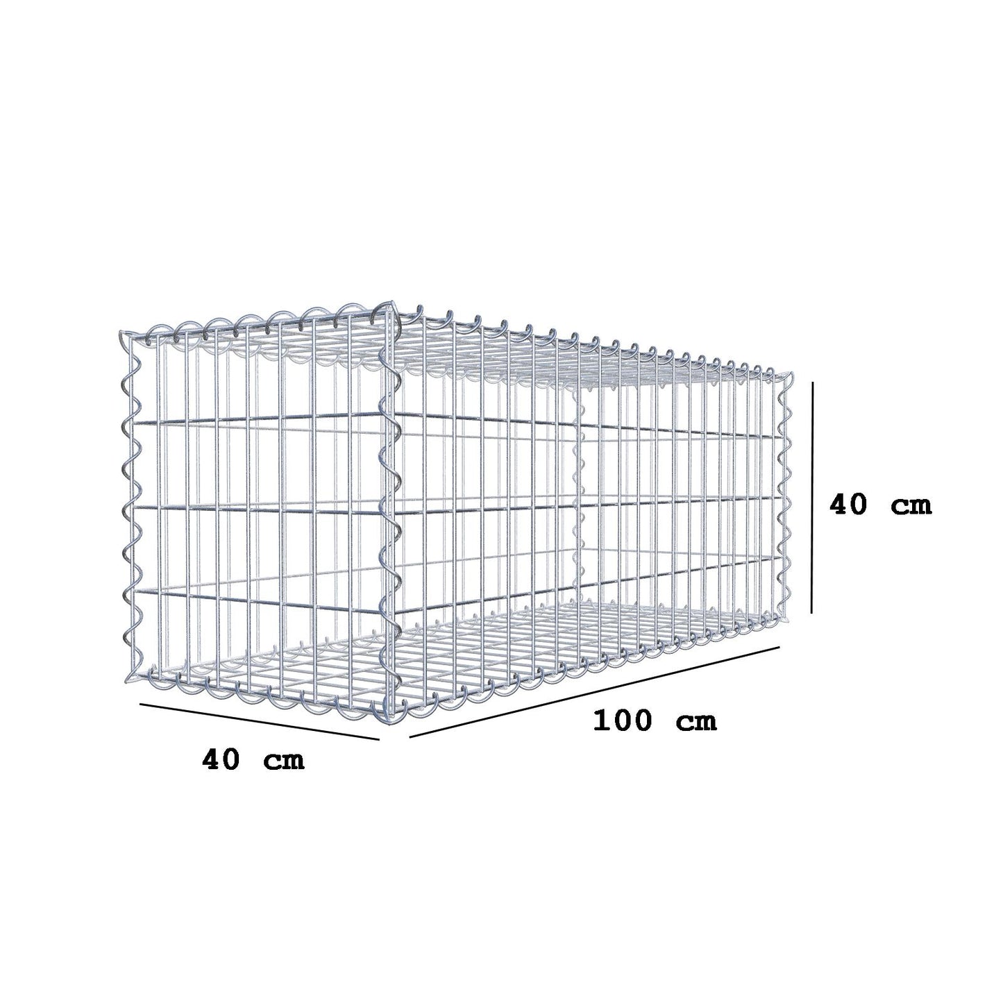 Gabione 100 cm x 40 cm x 40 cm (L x H x T), Maschenweite 5 cm x 10 cm, Spirale