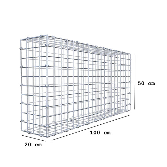 Gabione 100 cm x 50 cm x 20 cm (L x H x T), Maschenweite 5 x 5 cm, Spiralring