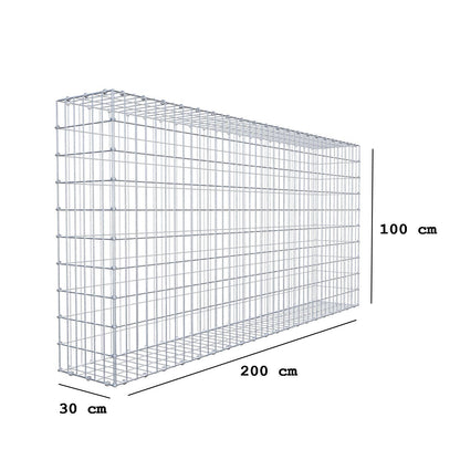 Gabião 200 cm x 100 cm x 30 cm (C x A x P), malhagem 5 x 10 cm, anel espiral