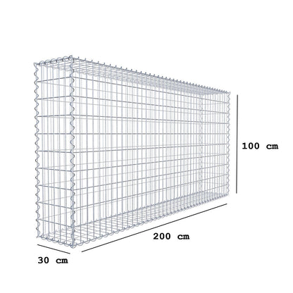 Gabion 200 cm x 100 cm x 30 cm (L x H x D), maskstorlek 5 cm x 10 cm, spiral