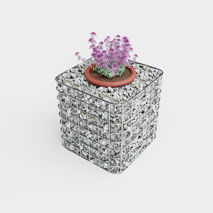 Colonne de fleurs hauteur 42 cm surface de base 42 x 42 cm MW 5 x 5 cm, galvanisé à chaud y compris pot rond - brun
