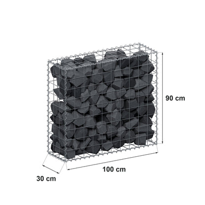 Gabião 100 cm x 90 cm x 30 cm (C x A x P), malhagem 10 cm x 10 cm, espiral