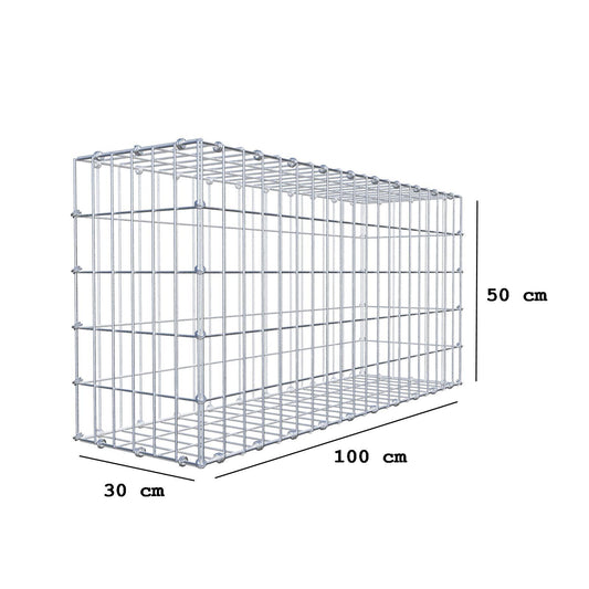Gabione 100 cm x 50 cm x 30 cm (L x H x T), Maschenweite 5 x 10 cm, Spiralring