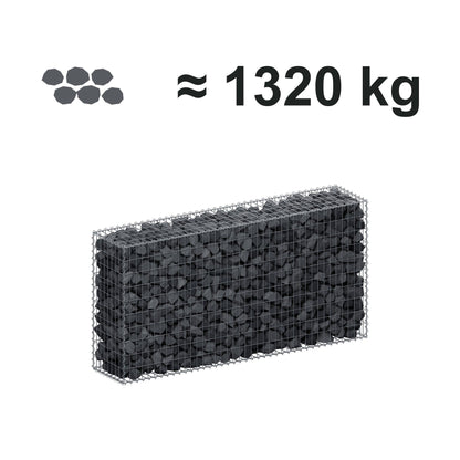 Gabbione 200 cm x 100 cm x 40 cm (L x H x P), maglia 5 cm x 10 cm, spirale