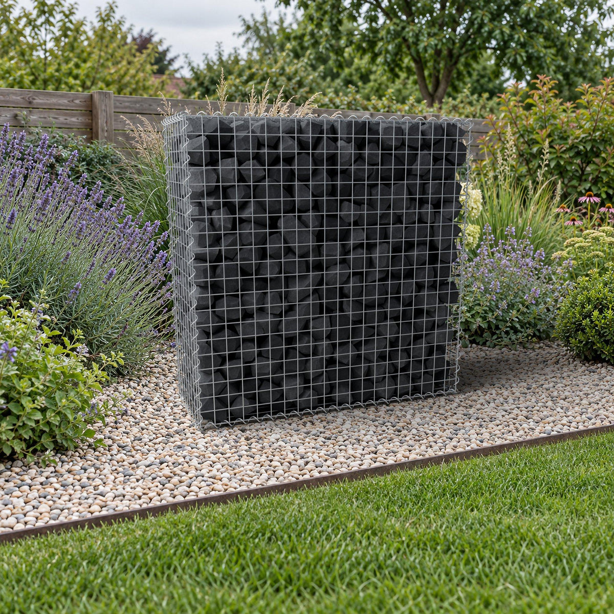 Gabião 100 cm x 100 cm x 40 cm (C x A x P), malhagem 5 cm x 5 cm, espiral