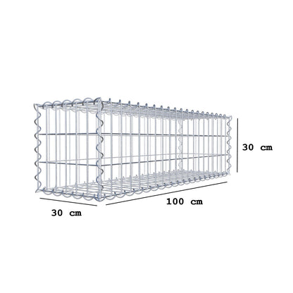 Gabion 100 cm x 30 cm x 30 cm (L x H x D), maskstorlek 5 cm x 10 cm, spiral