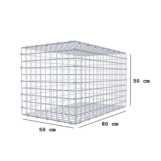 Gabione 80 cm x 50 cm x 50 cm (L x H x T), Maschenweite 5 x 5 cm, Spiralring