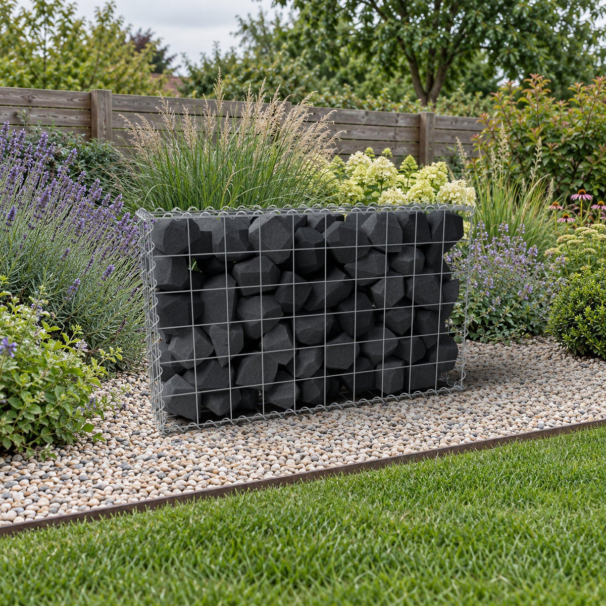Gabião 100 cm x 60 cm x 20 cm (C x A x P), malhagem 10 cm x 10 cm, espiral