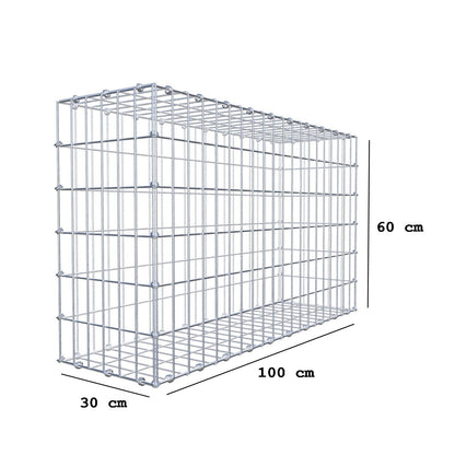 Gabião 100 cm x 60 cm x 30 cm (C x A x P), malhagem 5 x 10 cm, anel espiral