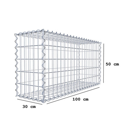 Set di 2 gabbioni 100 cm x 50 cm x 30 cm (L x H x P), maglia 5 x 10 cm, spirale