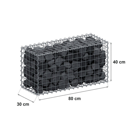 Gabion 80 cm x 40 cm x 30 cm (L x H x P), mailles 5 cm x 5 cm, spirale