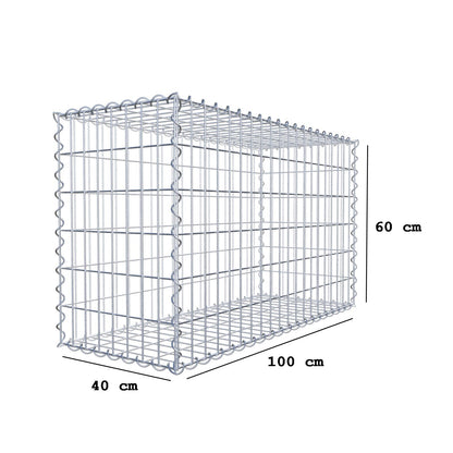 Gabbione 100 cm x 60 cm x 40 cm (L x H x P), maglia 5 cm x 10 cm, spirale