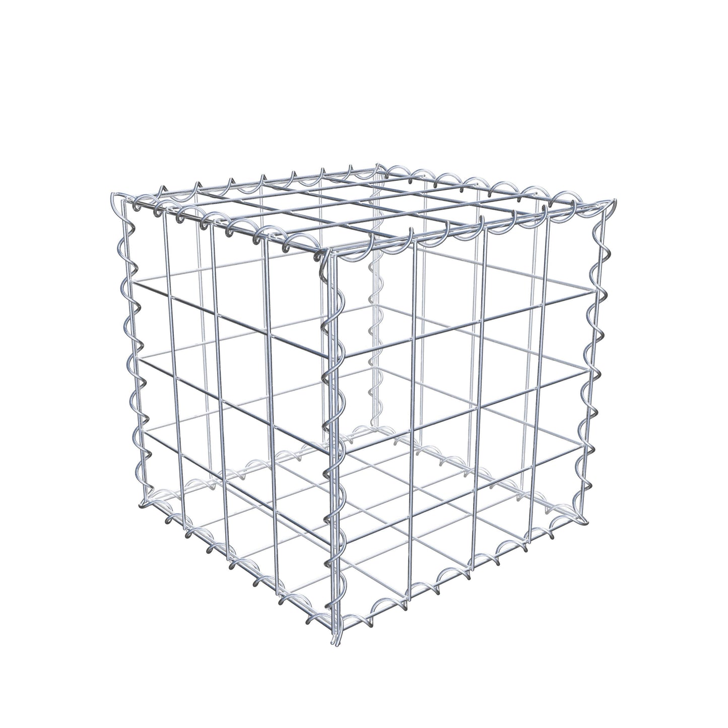 Gabião 40 cm x 40 cm x 40 cm (C x A x P), malhagem 10 cm x 10 cm, espiral