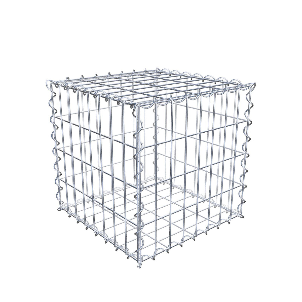 Gabião 40 cm x 40 cm x 40 cm (C x A x P), malhagem 5 cm x 10 cm, espiral
