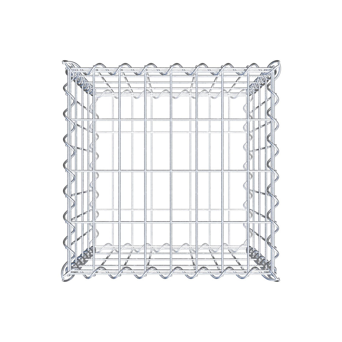 Gabião 40 cm x 40 cm x 40 cm (C x A x P), malhagem 5 cm x 10 cm, espiral