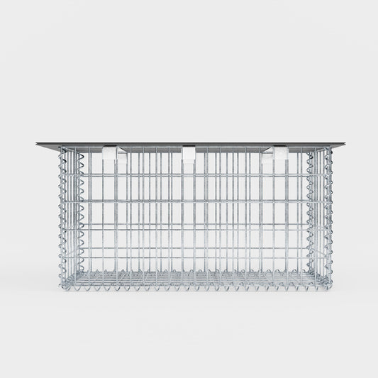 Havebænk spiralgabion 105 x 50 x 30 cm - MW 5 x 10 cm, med genbrugsbetræk i antracit