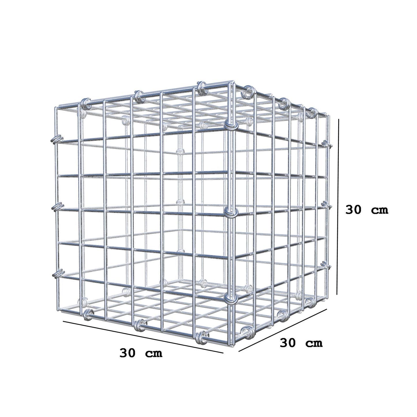 Gabbione 30 cm x 30 cm x 30 cm (L x H x P), maglia 5 x 5 cm, anello a spirale