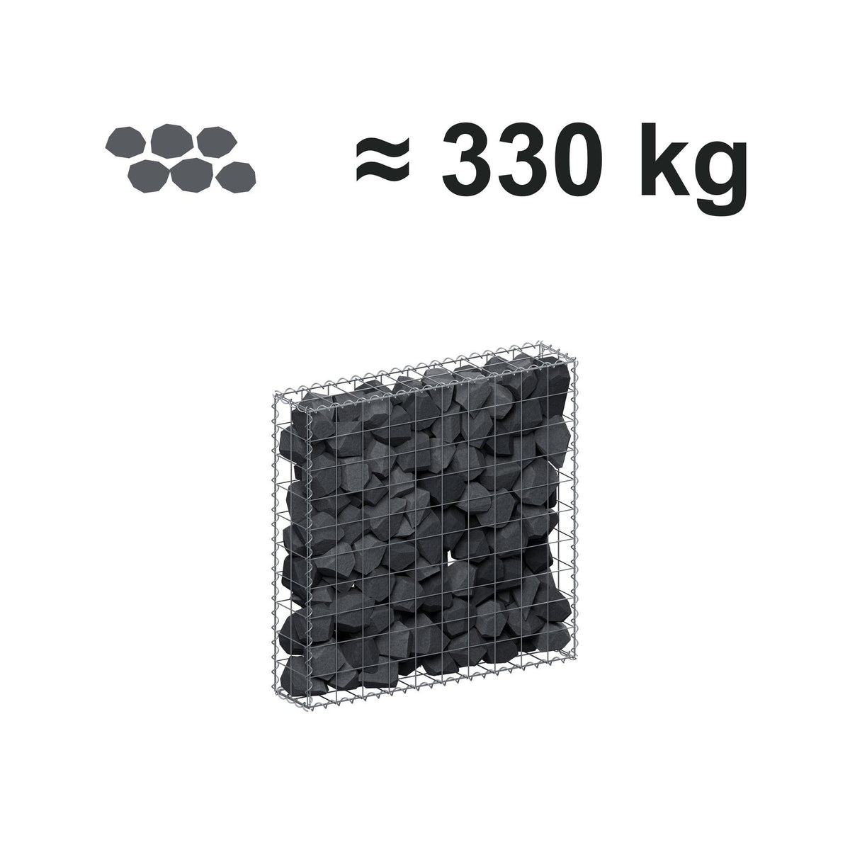 Gabião 100 cm x 100 cm x 20 cm (C x A x P), malhagem 10 cm x 10 cm, espiral