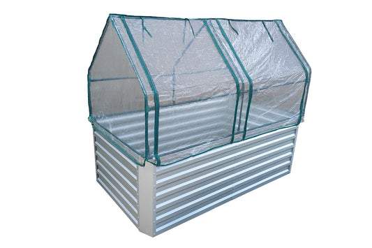 Højbed af galvaniseret metalplade med top - Mål uden top: 184 x 60 x 90 cm (L x H x D, plantemål)