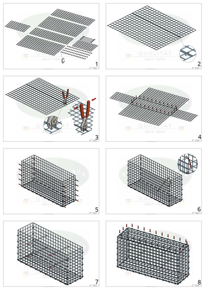 Gabion 100 cm x 80 cm x 30 cm (L x H x P), mailles 5 cm x 5 cm, anneau en C