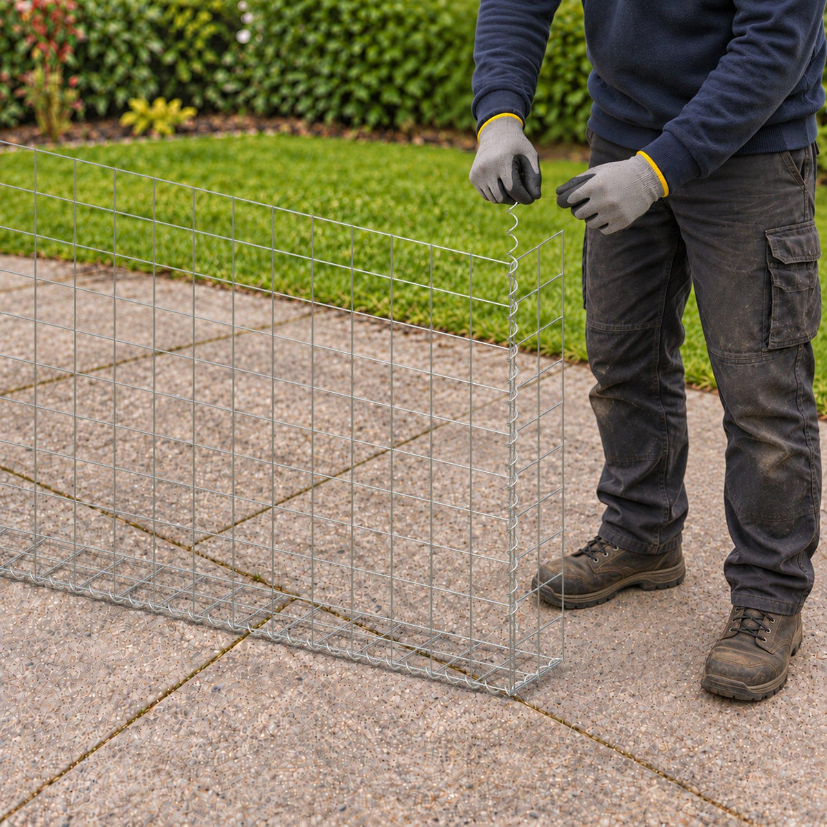 Gabione 200 cm x 100 cm x 20 cm (L x H x T), Maschenweite 10 cm x 10 cm, Spirale
