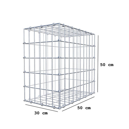 Gabião 50 cm x 50 cm x 30 cm (C x A x P), malhagem 5 x 10 cm, anel espiral