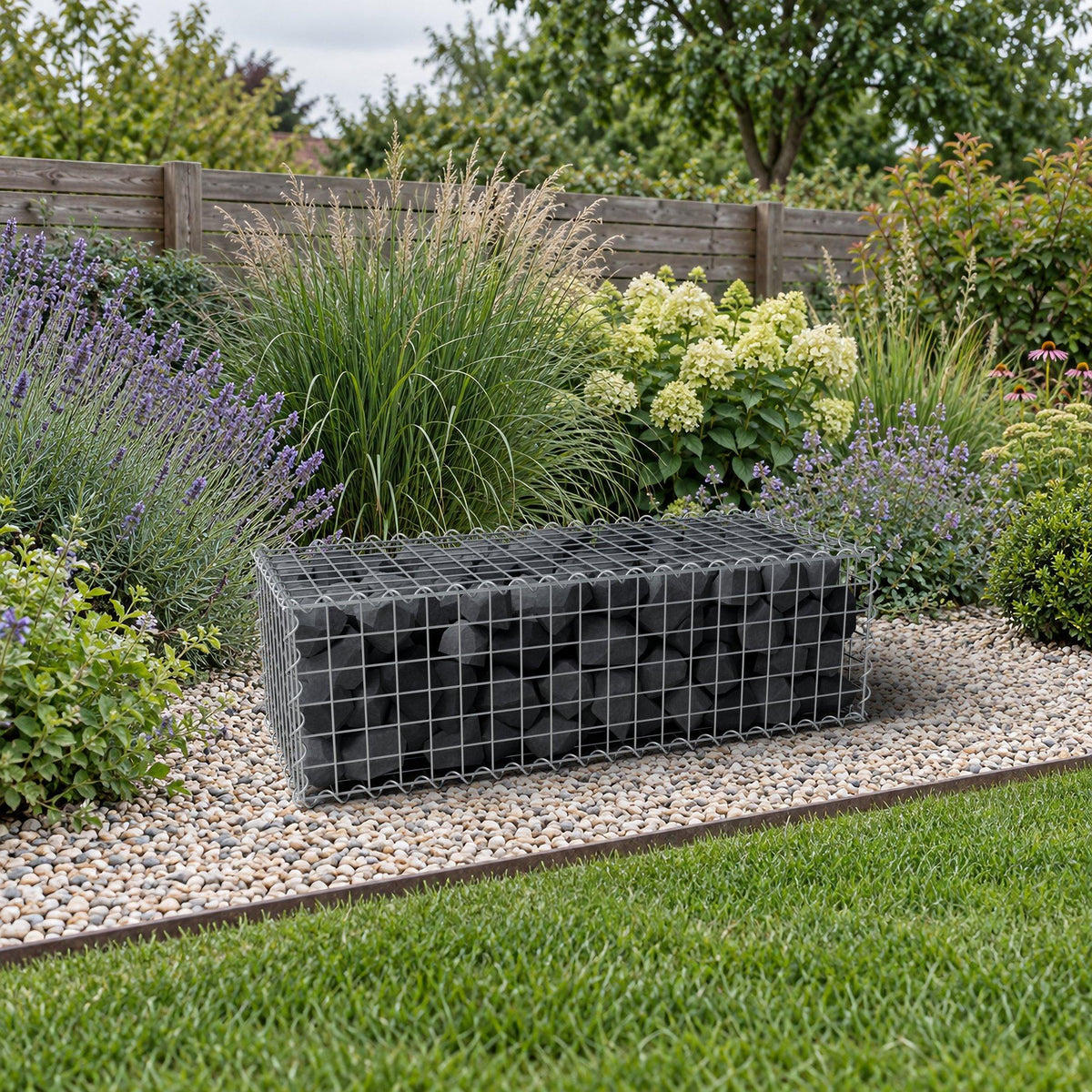 Gabion 100 cm x 30 cm x 40 cm (L x H x D), maskstorlek 5 cm x 5 cm, spiral