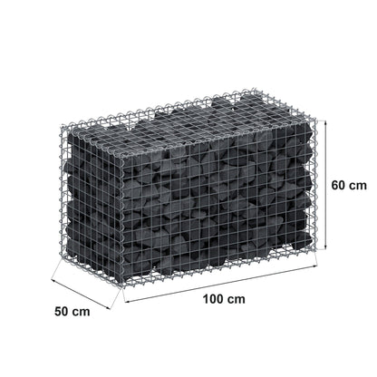 Gabion 100 cm x 60 cm x 50 cm (L x H x D), mesh size 5 cm x 5 cm, spiral