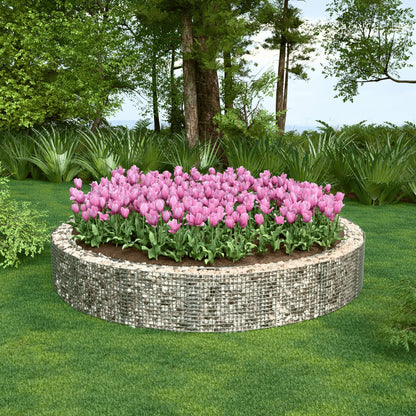 Canteiro elevado redondo, diâmetro externo 352 cm, altura 50 cm, tamanho da malha 5 x 5 cm, espessura da parede 15 cm