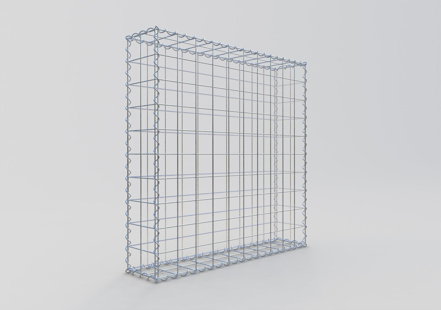 Gavión 100 cm x 100 cm x 20 cm (largo x alto x fondo), malla 10 cm x 10 cm, en espiral