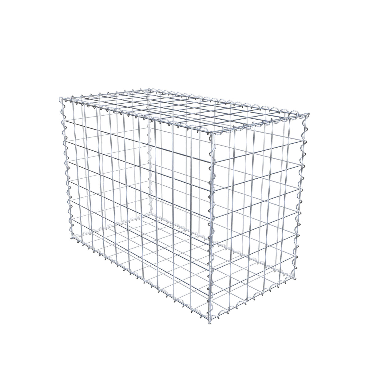 Gabião 100 cm x 70 cm x 50 cm (C x A x P), malhagem 10 cm x 10 cm, espiral