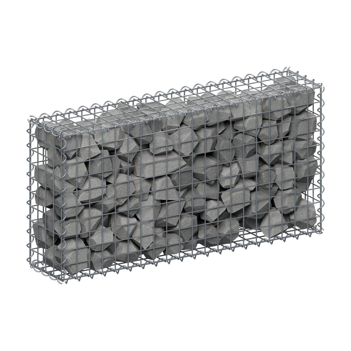 Gabião 100 cm x 50 cm x 20 cm (C x A x P), malhagem 5 cm x 5 cm, espiral