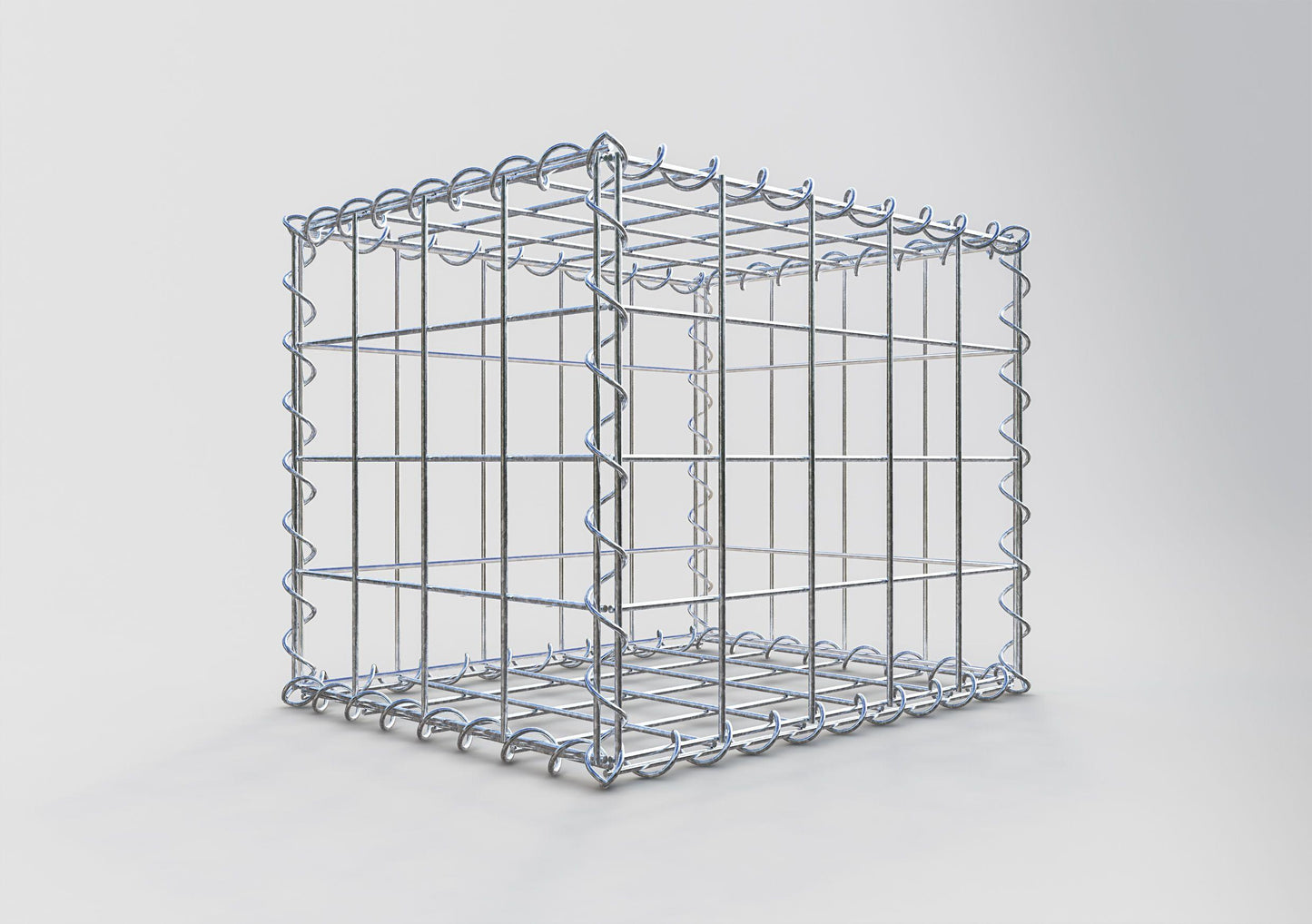 Gabião 50 cm x 40 cm x 40 cm (C x A x P), malhagem 10 cm x 10 cm, espiral