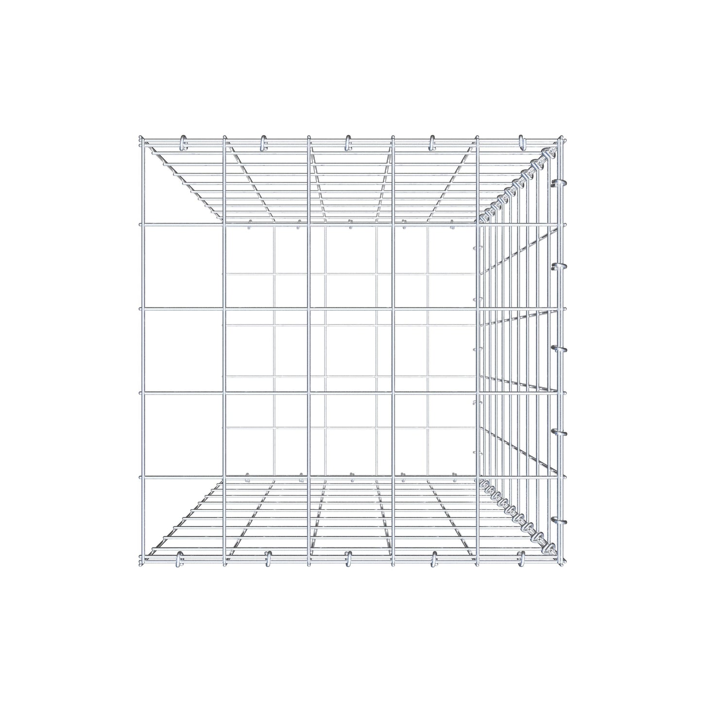 Monteret gabion type 2 100 cm x 50 cm x 50 cm (L x H x D), maskestørrelse 10 cm x 10 cm, C-ring