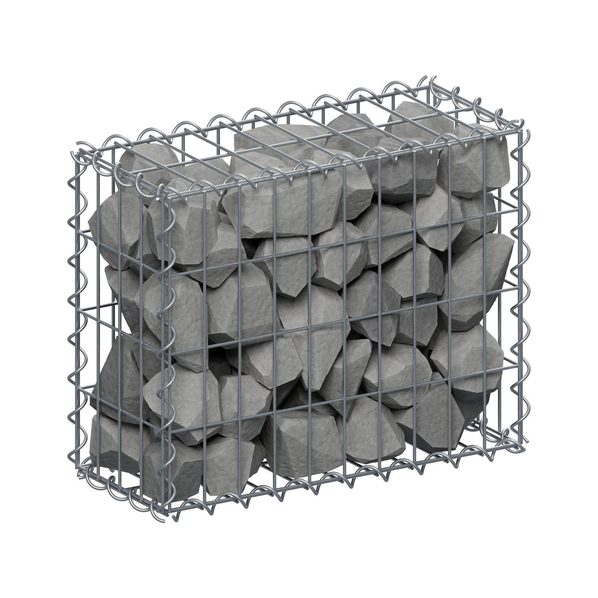Gabião 50 cm x 40 cm x 20 cm (C x A x P), malhagem 5 cm x 10 cm, espiral