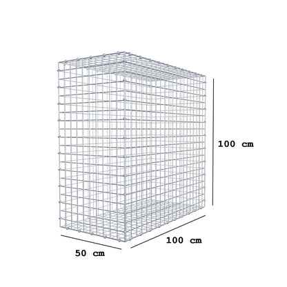 Gabião 100 cm x 100 cm x 50 cm (C x A x P), malhagem 5 x 5 cm, anel espiral