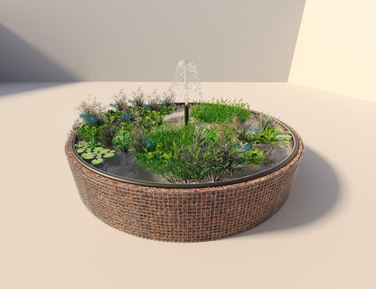Gabionupphöjd damm, rund, ytterdiameter 442 cm, höjd 80 cm, maskstorlek 5 x 5 cm, väggtjocklek 15 cm