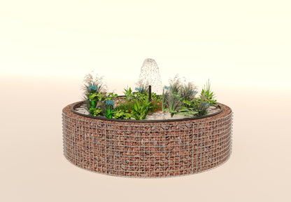 Estanque elevado de gaviones, redondo, diámetro exterior 202 cm, altura 50 cm, malla 5 x 5 cm, espesor de pared 15 cm