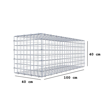 Gabione 100 cm x 40 cm x 40 cm (L x H x T), Maschenweite 5 x 5 cm, Spiralring
