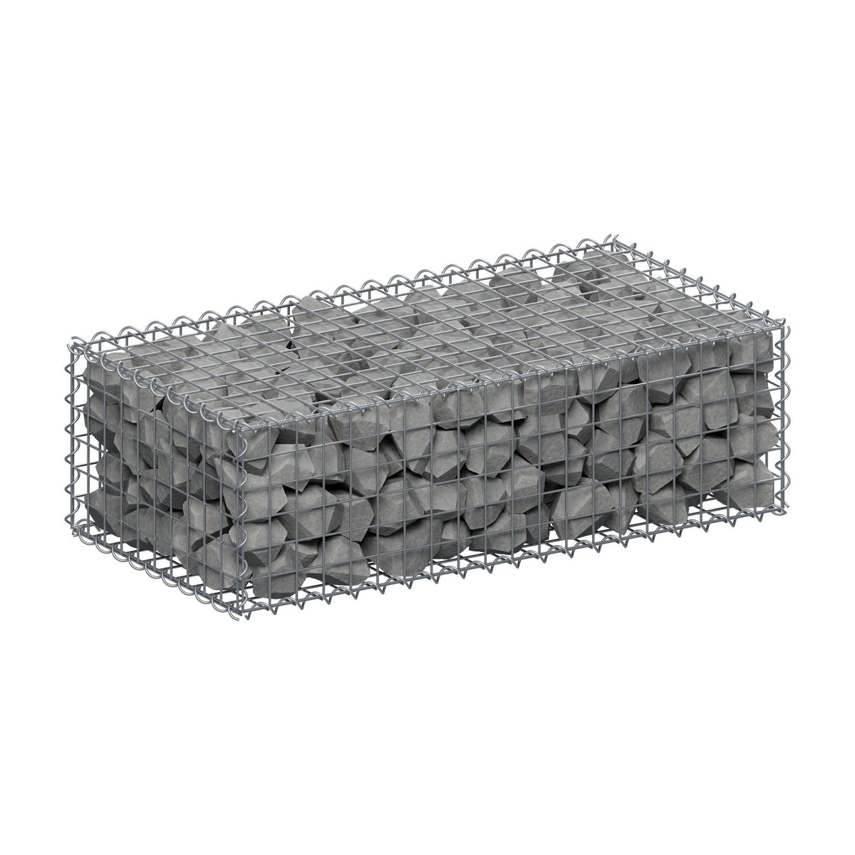 Gabbione 100 cm x 30 cm x 50 cm (L x H x P), maglia 5 cm x 5 cm, spirale