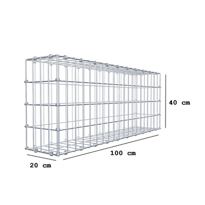 Gabião 100 cm x 40 cm x 20 cm (C x A x P), malhagem 5 x 10 cm, anel espiral
