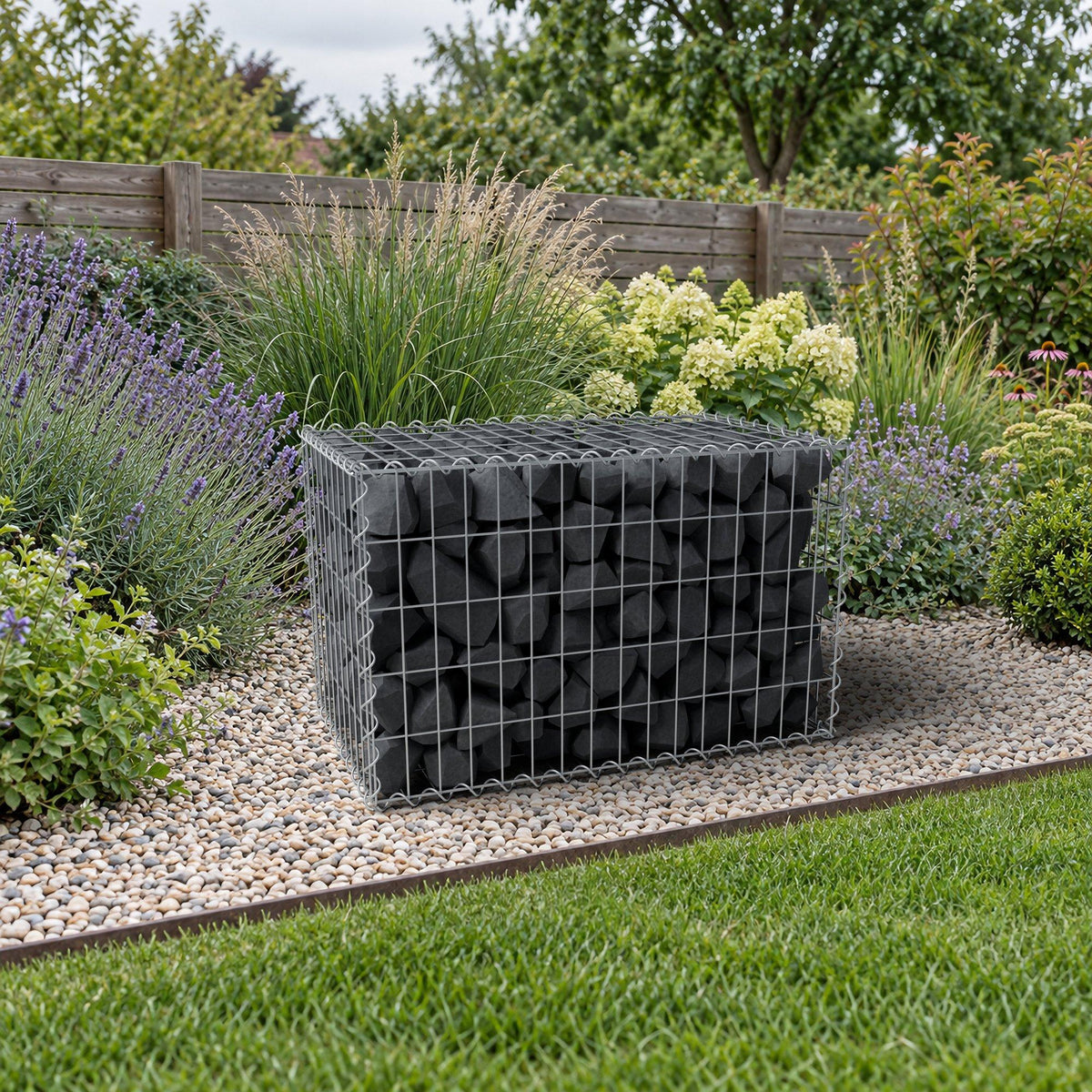 Gabion 80 cm x 50 cm x 50 cm (L x H x D), maskestørrelse 5 cm x 10 cm, spiral